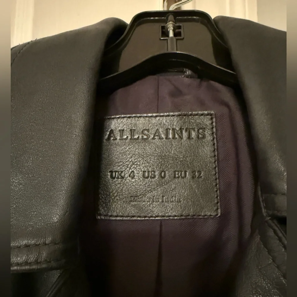 All Saints Black Leather Biker Jacket - Picture 2 of 4